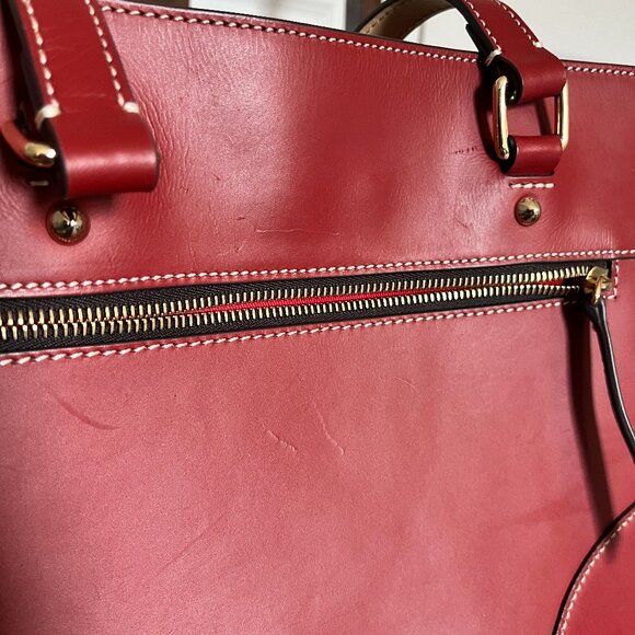 Dooney & Bourke Smooth Leather Deep Red Tote - Picture 12 of 14